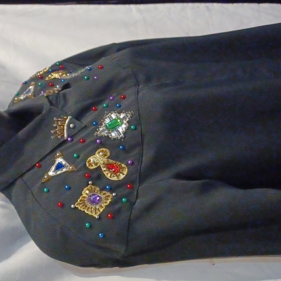 Vintage Gantos Women's Black Blouse With Metallic Beaded Embroidery Size Medium - Picture 3 of 7